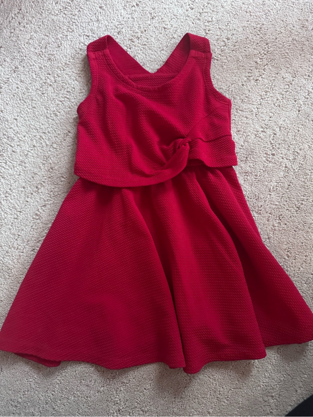 Bonnie Jean Deep Pink Knot-Front Textured Dress